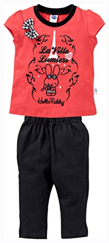 Teddy Baby Girls Cotton Night Suit Half Sleeves Top and Pyjama Set, Size: 6-12 Months Color: Red, Black Ideal for: Day Wear, Night Wear, Sleep Wear, Night Dress for Winter,Summer, AC Rooms