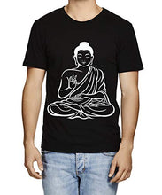 Load image into Gallery viewer, Caseria Men&#39;s Round Neck Cotton Half Sleeved T-Shirt with Printed Graphics - Buddha (Black, XXL)
