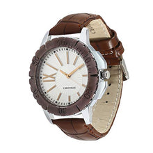 Load image into Gallery viewer, CHRONIKLE Designer Men&#39;s Wrist Analog Watch Leather Strap (Dial Color:White , Band Color: Brown, )
