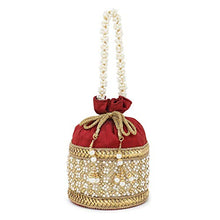 Load image into Gallery viewer, Bag Boutique Women&#39;s Pearl Design Traditional Potli (Maroon)
