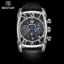 Load image into Gallery viewer, BENYAR Men&#39;s Business Wear Soft Black Leather Date Display Chronograph Watch -Resistant Watch
