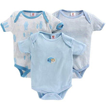 Load image into Gallery viewer, EIO? New Born Baby Romper Body Suits Jump Suit for Boys and Girls Set of 3 (0-3 Months, Bluee)
