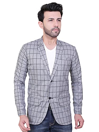 abc garments Casual Checkered Blazer for Men's (S, Grey)