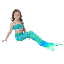 Load image into Gallery viewer, YUPPIN 3 Pcs Kids Swimsuit Mermaid Tails for Swimming for Girls Bikini Costume Sets Blue-Green
