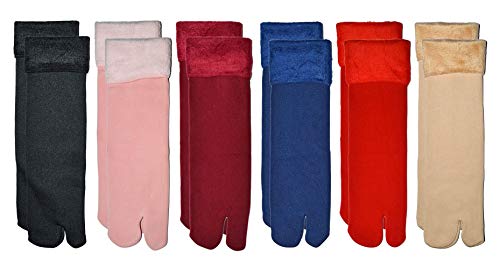 VT VIRTUE TRADERS Multicolour Velvet Fleece Fur Winter Thermal Thumb socks for Women, Men and Girls (Pack of 6 Pairs)