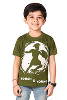 Cuteiz Fashion Green Graphic Printed Cotton Round Neck Half Sleeve Tshirt for Boys