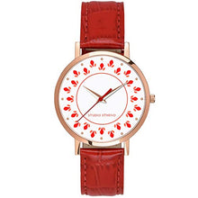 Load image into Gallery viewer, Studio Etheno Rosegold Case with Abstract Dials and Geniune Leather Red Strap

