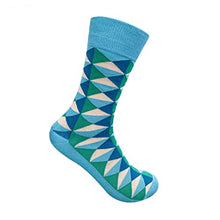 Load image into Gallery viewer, Mint &amp; Oak Cotton Men Socks, Cotton Crew Length Socks, Combed Cotton Printed &amp; Colourful Odour Free Formal Socks, Seamed Calf Socks For Men (Tessellation)
