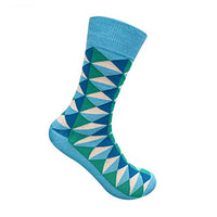 Mint & Oak Cotton Men Socks, Cotton Crew Length Socks, Combed Cotton Printed & Colourful Odour Free Formal Socks, Seamed Calf Socks For Men (Tessellation)