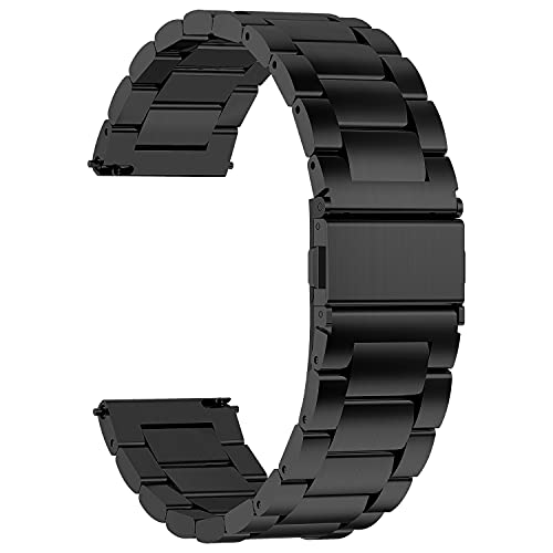 Fullmosa Quick Release Watch band, Stainless Steel Watch strap 16mm, 18mm, 20mm, 22mm or 24mm, 18mm Black