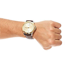 Load image into Gallery viewer, OMAX Analog Gold Dial Mens Watch with Brown Strap - GX23T15I
