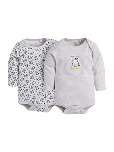 BABY GO Baby Unisex Romper for All Season/Sleep Suit/Comfort fit/ 100% Cotton (Set of 2) (6-9M, White Mellange)