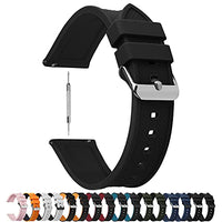Fullmosa Silicone Rubber 18mm Watch Band,8 colors for Rainbow Quick Release Watch Strap with Stainless Steel Buckle 18mm 20mm 22mm 24mm,Black