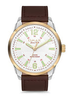 OMAX Analog White Dial Mens Watch with Brown Strap - GX29T35I