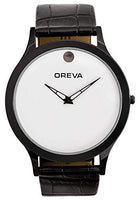 Oreva Leather Men's/Boy's Analogue Wrist Watches (White-1)