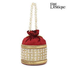 Load image into Gallery viewer, Bag Boutique Women&#39;s Pearl Design Traditional Potli (Maroon)
