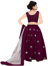 Load image into Gallery viewer, Clothesshop Girl&#39;s Satin Semi stitched Lehenga Choli (CS_Silver_Butti_Wine_11-12 Years)
