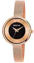 Load image into Gallery viewer, Oreva Leather Womens &amp; Girls Round Analogue Watches (Rose Gold-Black 1)
