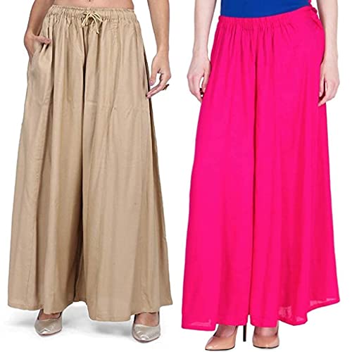 Pack of 2 Women Flared Rayon Palazzo - VALLES365 by S.C. - 4147566
