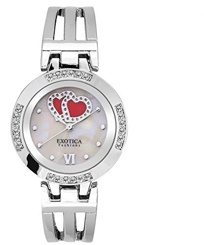 Exotica Fashions Ladies Watch with Water Resistance PNP Metal case with White Dial and Silver Steel Band