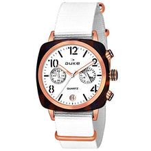 Load image into Gallery viewer, Duke Stylish Square Dial Nylon Strap Chronograph White Wrist Watch for Woman and Girls (DK9001CRW01S)
