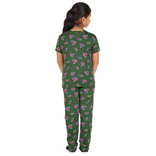 Load image into Gallery viewer, FICTIF Girl&#39;s Cotton All Over Print Top and Pyjama Set Pack of 1 (FG303_Green Melange_2-3 Years)
