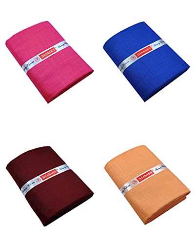 JHABAK'S Pack of 4 Unstitched Exclusive Shirt Fabric Combo for Men - Cotton Blend Material - 2.25m Shirt Cloth (Dark Pink, Royal Blue, Maroon, Orange)