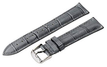 Load image into Gallery viewer, EwatchAccessories 18mm Grey Genuine Leather Watch Band Strap with Silver Stainless Steel Buckle for Men and Women
