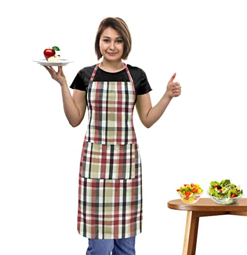 Oasis Home Collections Cotton Multi Check Free Size Apron