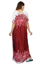 Load image into Gallery viewer, REN STAR Women&#39;s Printed Satin Blend Nightwear Kaftan Nighty Maxi 1205 (Light Maroon, Size : XL)
