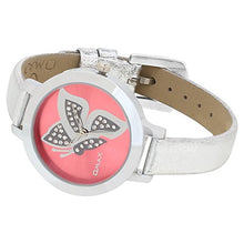 Load image into Gallery viewer, OMAX Butterfly Analog Pink Dial Women Watch (Pink Dial Silver Leather Strap)-LS308
