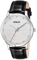 Oreva Leather Men's/Boy's Analogue Wrist Watches (Silver)