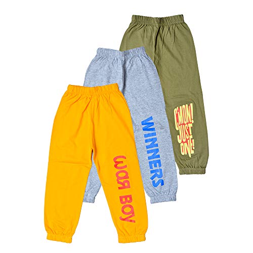 T2F Boy's Regular Pyjama Bottom (BYSTRK08-3P_Yellow-Olive-Grey_2 3 Years)