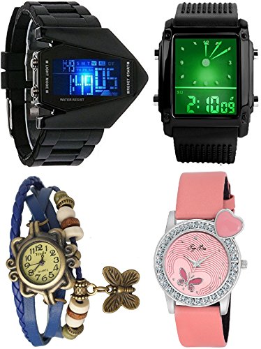 Pappi-Haunt Analogue-Digital Multi-Colour Dial Women's Watches -Dual Couple Wrist Watches