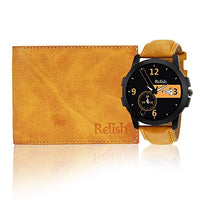 Relish Analogue Men's Watch (Multicolored Dial Yellow Colored Strap)
