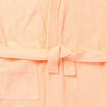 Load image into Gallery viewer, Sanddune Girl&#39;s Terry Cotton Half Sleeves, Knee Length, Pocket with Waist Belt Bathrobe (Peach, 2 to 3 Years)
