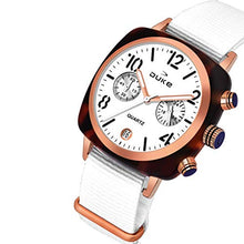 Load image into Gallery viewer, Duke Stylish Square Dial Nylon Strap Chronograph White Wrist Watch for Woman and Girls (DK9001CRW01S)
