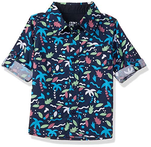 Amazon Brand - Jam & Honey Baby Boy's Regular Button Down Shirt (JHINFBSHR-AFS_Navy 3 3 6 Months)