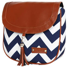 Load image into Gallery viewer, Lychee bags Women Canvas Blue Zig-Zag Print Sling Bag
