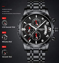 Load image into Gallery viewer, NIBOSI Chronograph Men&#39;s Watch (Black Dial Silver Colored Strap)

