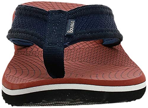 Bourge Men s Canton Z5 Tan and Navy Flip Flops 2 UK 36 EU 3 US