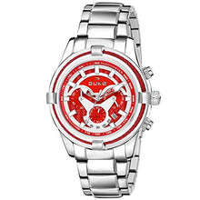 Load image into Gallery viewer, Duke Solid Stainless Steel Strap| Metal Body| Water Resistance| Trendy Design| Push Button| Durable| Chronograph Mens Watch- Red Dial
