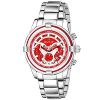 Duke Solid Stainless Steel Strap| Metal Body| Water Resistance| Trendy Design| Push Button| Durable| Chronograph Mens Watch- Red Dial