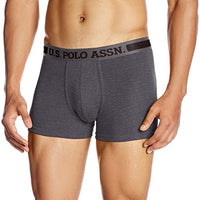 U.S. Polo Assn. Men's Mid-Waist Solid Cotton Spandex Trunks Pack of 1 (I101-031-PL_ANTHRA MEL_XL)
