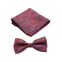 To The Nines Men's Bow Tie and Matching Pocket Square (Red)
