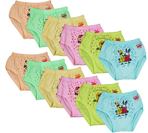 Fabtie Kids Soft Cotton Cartoon Printed Briefs/Panties for Boys and Girls(Pack of 12, Multicolour, 2-3 Years)