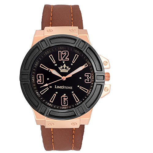 MontVitton Round Casual Analog Brown Strap & Black Dial Men's/Boy's Wrist Watch - LS2635