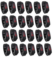 Pappi-Haunt Unisex Black Button LED - Set of 24 - Jumbo Combo- Digital Rubber Jelly Slim Silicone Sports Watch