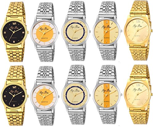 Pappi-Haunt - Pack of 10 - Designer Chain Wrist Watch Analog for Mens, Boys