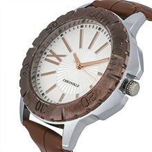 Load image into Gallery viewer, Chronikle Unique Designer Men&#39;s Wrist Watch (Dial Color:White | Band Color: Brown, Leather Strap)
